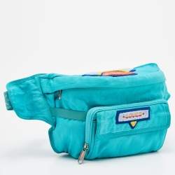 Gucci Turquoise Blue Fabric Convertible 80’s Logo Patch Belt Bag