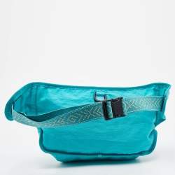 Gucci Turquoise Blue Fabric Convertible 80’s Logo Patch Belt Bag