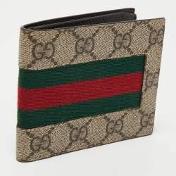 Gucci Beige GG Supreme Canvas Web Bifold Wallet 