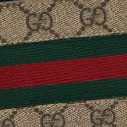 Gucci Beige GG Supreme Canvas Web Bifold Wallet 