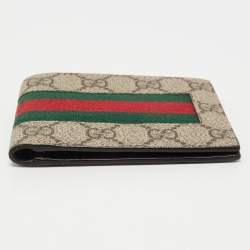 Gucci Beige GG Supreme Canvas Web Bifold Wallet 
