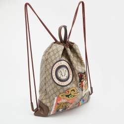 Gucci Beige/Brown GG Supreme Canvas Courrier Drawstring Backpack