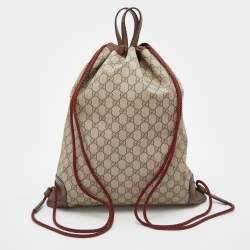 Gucci Beige/Brown GG Supreme Canvas Courrier Drawstring Backpack