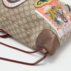 Gucci Beige/Brown GG Supreme Canvas Courrier Drawstring Backpack