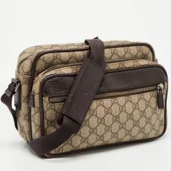 Pre Owned Gucci Brown/Beige GG Supreme Canvas Crossbody Bag