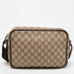 Pre Owned Gucci Brown/Beige GG Supreme Canvas Crossbody Bag
