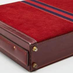Gucci Red Suede and Leather Vintage Briefcase