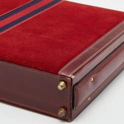 Gucci Red Suede and Leather Vintage Briefcase