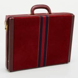 Gucci Red Suede and Leather Vintage Briefcase