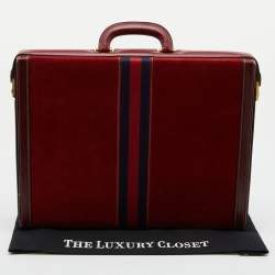 Gucci Red Suede and Leather Vintage Briefcase
