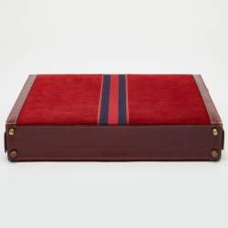 Gucci Red Suede and Leather Vintage Briefcase