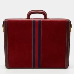 Gucci Red Suede and Leather Vintage Briefcase