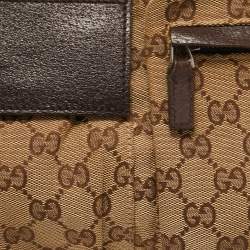 Pre Owned Gucci Brown/Beige GG Canvas Double Pocket Waist Bag
