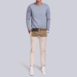 Gucci Brown/Beige GG Canvas Double Pocket Waist Bag Gucci