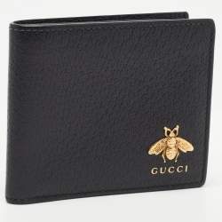Gucci Black Leather Animalier Bifold Wallet