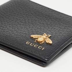 Gucci Black Leather Animalier Bifold Wallet