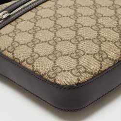 Gucci Dark Brown/Beige GG Supreme Canvas and Leather Messenger Bag