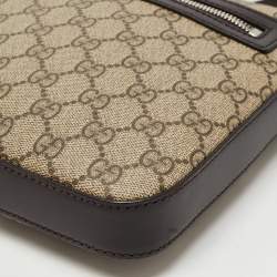 Gucci Dark Brown/Beige GG Supreme Canvas and Leather Messenger Bag