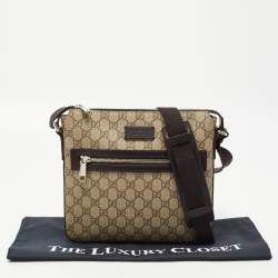 Gucci Dark Brown/Beige GG Supreme Canvas and Leather Messenger Bag