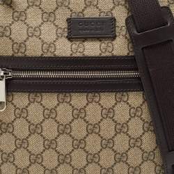 Gucci Dark Brown/Beige GG Supreme Canvas and Leather Messenger Bag