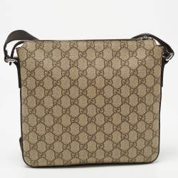 Gucci Dark Brown/Beige GG Supreme Canvas and Leather Messenger Bag