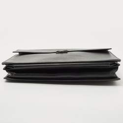 Gucci Black Textured Leather Combination Lock Briefcase