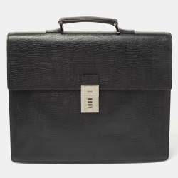 Gucci Black Textured Leather Combination Lock Briefcase
