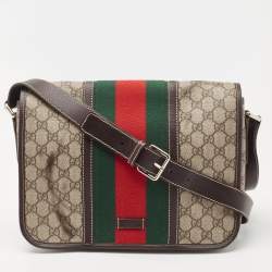 Gucci Beige/Navy Blue GG Supreme Canvas and Leather Web Messenger