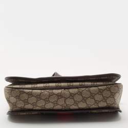 Pre Owned Gucci Beige/Ebony GG Supreme Canvas and Leather Web Messenger Bag