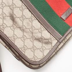 Pre Owned Gucci Beige/Ebony GG Supreme Canvas and Leather Web Messenger Bag