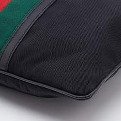Gucci Black Nylon and Leather Flat Web Messenger Bag