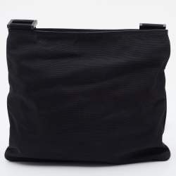Gucci Black Nylon and Leather Flat Web Messenger Bag