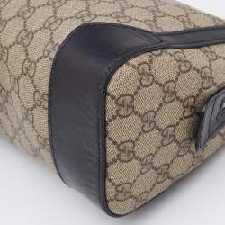 Gucci Beige/Black GG Supreme Canvas and Leather Zip Pouch