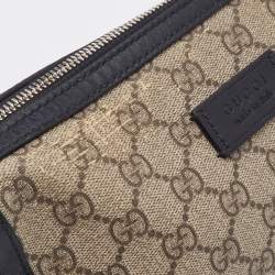 Gucci Beige/Black GG Supreme Canvas and Leather Zip Pouch