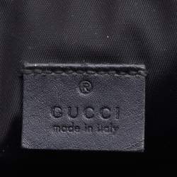 Gucci Beige/Black GG Supreme Canvas and Leather Zip Pouch