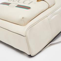 Pre Owned Gucci Ivory Leather Logo Day Backpack