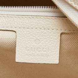 Pre Owned Gucci Ivory Leather Logo Day Backpack