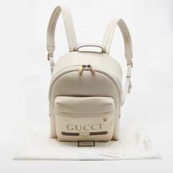 Pre Owned Gucci Ivory Leather Logo Day Backpack