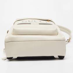 Pre Owned Gucci Ivory Leather Logo Day Backpack