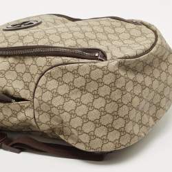 Gucci Beige/Brown GG Supreme Canvas Interlocking G Backpack