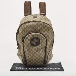 Gucci Beige/Brown GG Supreme Canvas Interlocking G Backpack