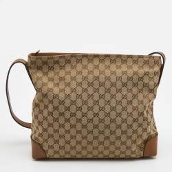 Gucci Beige/Brown GG Canvas and Leather Messenger Bag