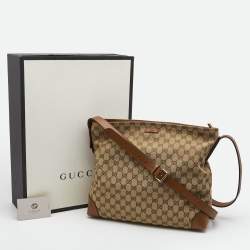 Gucci Beige/Brown GG Canvas and Leather Messenger Bag