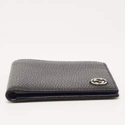 Gucci Black Leather Interlocking G Bifold Wallet 