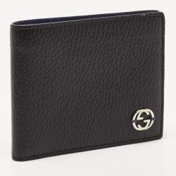 Gucci Black Leather Interlocking G Bifold Wallet 