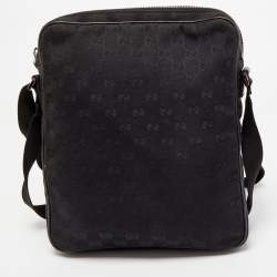Gucci Black GG Canvas and Leather Messenger Bag