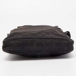 Gucci Black GG Canvas and Leather Messenger Bag
