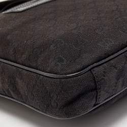Gucci Black GG Canvas and Leather Messenger Bag