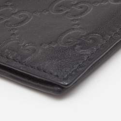 Pre Owned Gucci Black Guccissima Leather Bifold Wallet