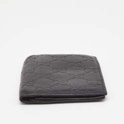 Pre Owned Gucci Black Guccissima Leather Bifold Wallet